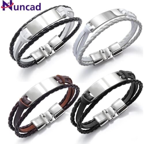 NUNCAD Fashion Handmade Multi-layer Woven Mens Leather Bracelet Simple Style Punk Male Cuff Bracelets Bangles Gift Jewelry