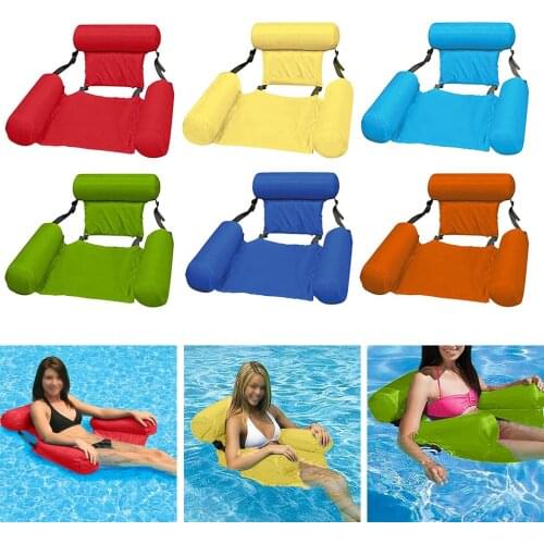 Inflatable Floating Water Hammock Float Pool Lounge Bed Light Blue
