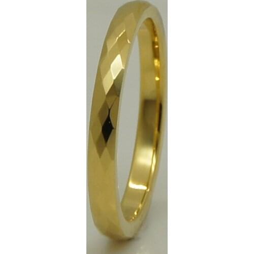 2mm width difficult multi facet hi-tech scratch proof gold plating wedding tungsten ring 1pc