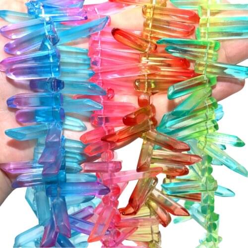 Wholesale Crystal Colorful Quartz Healing Wand Stone Gem Hexagonal Crystal For Jewelry Making DIY Bracelet Earring Material