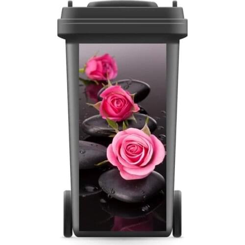 DIY Creative 3D Rubbish Bin Sticker Rose On Stone Wall Mural Wall Print Decal Removable self adhesive Kitchen Accessories
