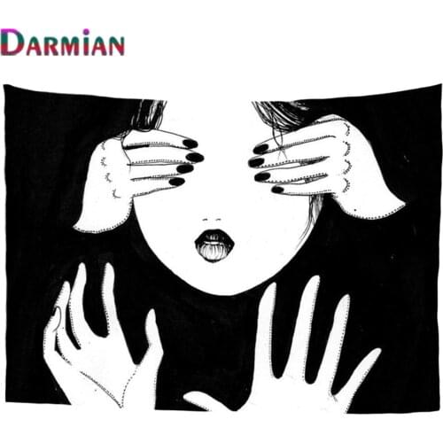 DARMIAN Dark Mental Illustration Design Tapestry Home Bedroom Living Room Wall Hanging Polyester Fabric Girl Dorm Decoration New