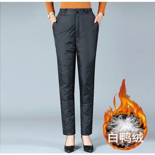 Oversize 5XL Formal Office Women Down Pants Korean Fashion Plus Size Black High Waist Trousers Elegant Slim Thick Cotton Pants