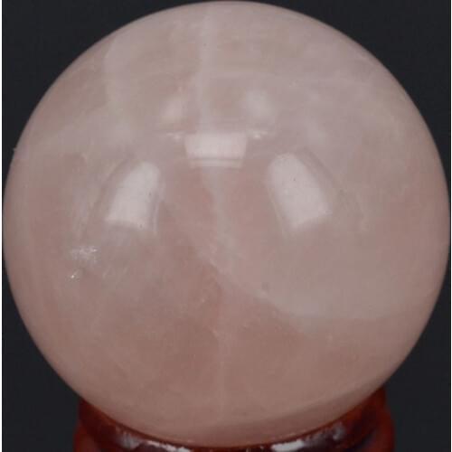 1.6")40MM Natural Rose Quartz Crystal Sphere Ball Healing Reiki Crafts Stone Massage Finger Exercise