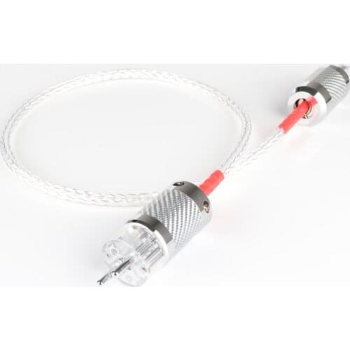 One piece Hi End 8ag 8core Twist Silver plated OCC Power Cable Carbon fiber EU Power cable Hifi audio power cord