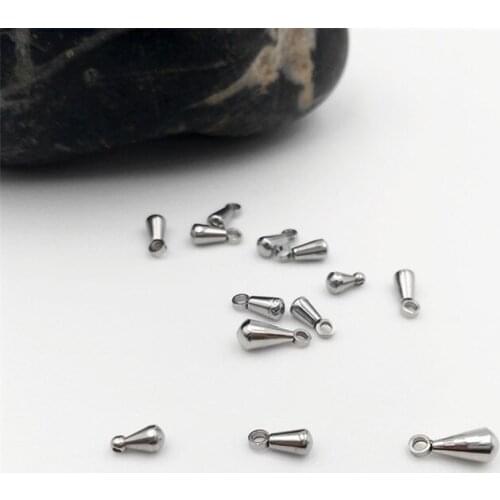 100pcs Stainless Steel Drop-shaped Pendant End Beads for Necklace Bracelet DIY Jewelry Findings