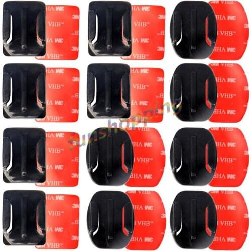 Superior Black 12Pcs Helmet Accessories Flat Curved Adhesive Mount For Gopro Hero 6 5 4 3 /3+ Sjcam Sj4000 5000 6000 camera