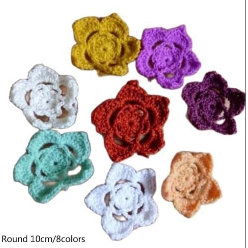 3Pcs DIY Handmade Flowers cotton crochet Patch Iron On Patches Sewing Applique Badges stripe Sticker lace clothes guipure decor
