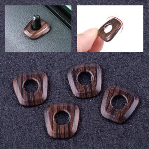 4pcs/set Car Interior Door Lock Knob Pin Cover Button Trim Wooden Pattern fit for BMW X1 F48 2016 2017 2018 2019