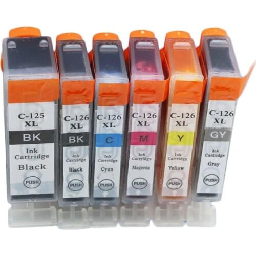 6pcs compatible Luocai for canon PGI125 CLI126 ink cartridge For canon PIXMA IP4810/IP4910/IX6510/MG5210/MG5310 printer 125