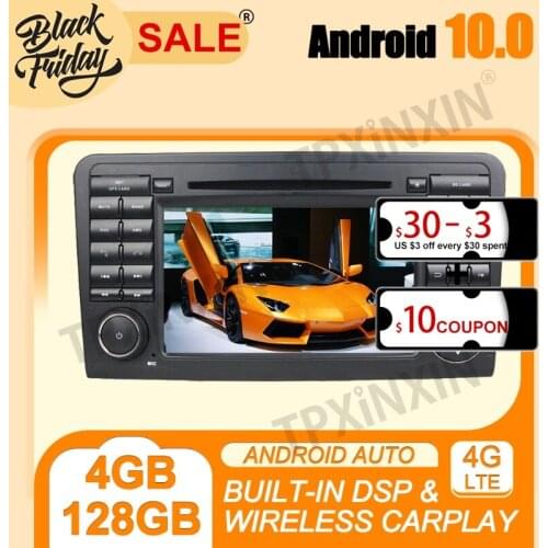 Android 10.0 PX6 DSP Carplay 4G+128G For Mercedes Benz ML Class W164 2002-2008 Multimedia Player Stereo Tape Recorder GPS Navi