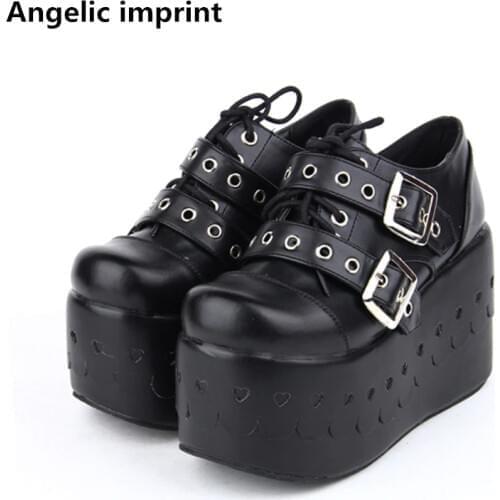 Angelic imprint mori girl lolita shoes woman cosplay shoes lady high heels wedges Pumps women princess single dress shoes 34-47