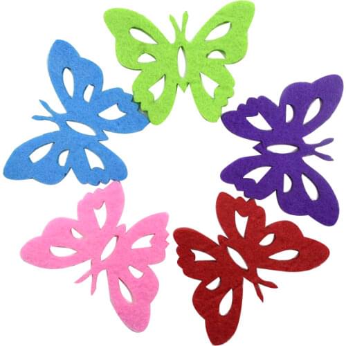 10pcs/lot about 5cm 5 color optional Felt applique non - woven cute butterfly wedding decoration scrapbooking Accessories 624