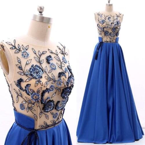 Satin Prom Dresses Long With Crystals Beads Lace Prom Gown 2021 New Styles Evening Gown