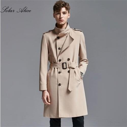 Free Shipping 2021 Mens Fashion Spring And Autumn New Double-Breasted Stand-Collar Trench Coat Plus Size Jacket