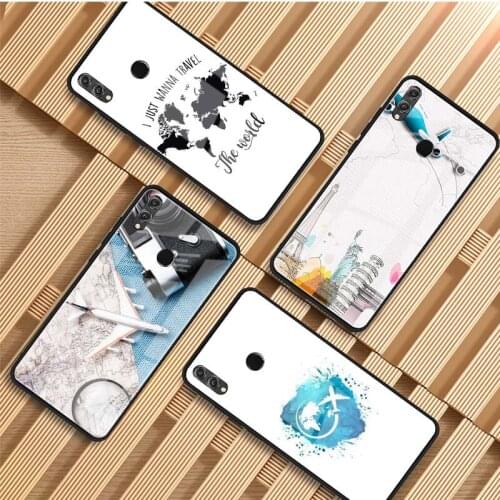 Popular Planes Map Designs Tempered Glass Case For Huawei P30 P20 Lite For huawei Mate 20 Honor10 Honor8X Pro Cover