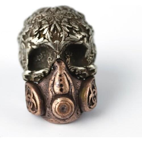 EDC Tools Brass Knife Beads Carving Brass Skull Lanyard Bead Paracord Knife Keychain Tool DIY Pendant #157