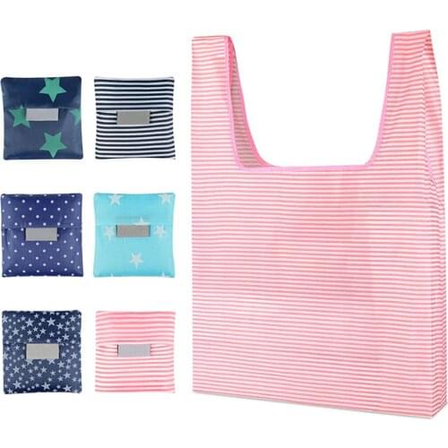 Eco-Friendly Shopping Bag Foldable Storage Bag Oxford Cloth Tote Bag Reusable Kitchen Vegetable Grocery Bag Holder Home Storage