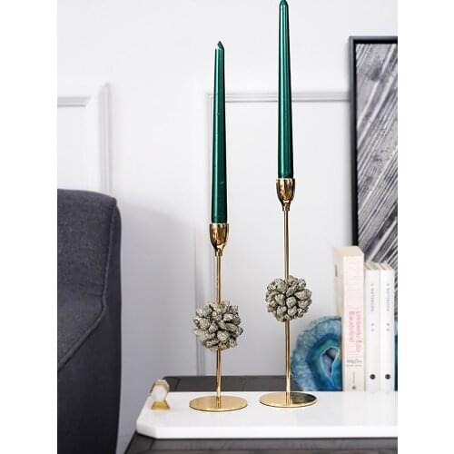 Ever Light Modern Simple Pyrite Gold Metal Candlestick Beautiful Romantic Decoration Light Luxury Trend Bright Candle Holder