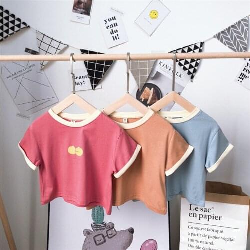 Unisex Baby T-shirts Cotton Printing Splice Short Sleeves Shirts for Girls Casual Boys Tees Kids Clothes 2-6 Y Toddler Tshirts