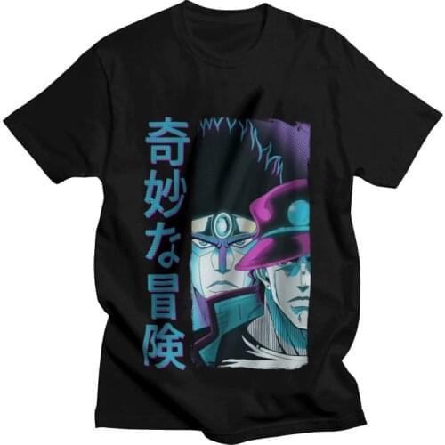 Jojo Bizarre Adventure Anime Lover T-shirt Men Graphic T Shirt Short Sleeve Manga Kanji Jotaro Kujo Tshirts 100% Cotton Tees