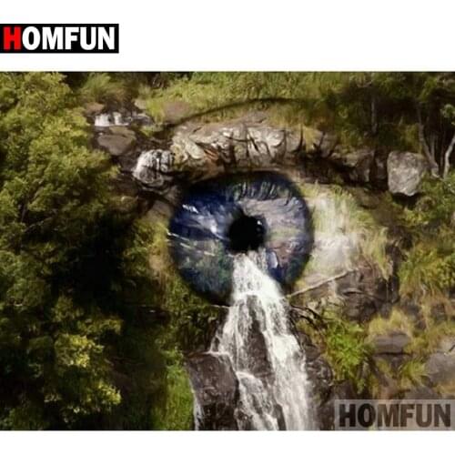 HOMFUN Square Round Drill 5D Diamond Painting Environmental Crafts Full Diamond Embroidery "Eye waterfall" Home decor A26052