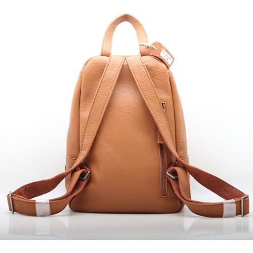 Classic Casual Backpack Female Harajuku Genuine Leather Backpacks Women Zipper Solid Color Preppy Style Laptop School Backpack