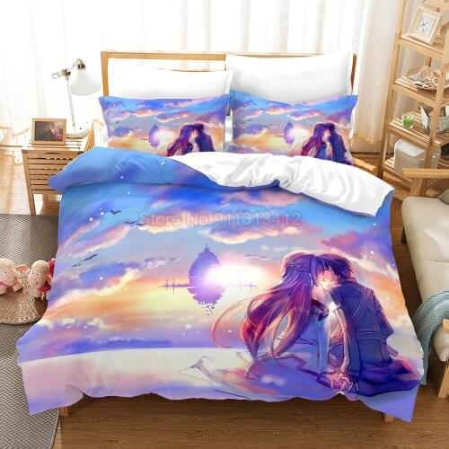 Anime SAO Bedding Set Sword Art Online Duvet Cover Sets Comforter Cover Twin Queen King Single Size Home Decor Cartoon Kids Gift