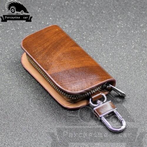 Wood grain Leather Car Key Case for Lexus Audi Mercedes Peugeot Toyota Vw Skoda Bmw Hyundai Chevrolet Case Covers Car Key Bag