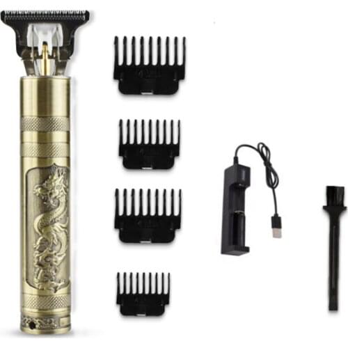 USB Electric Hair Clipper Mens Retro Cordless T-Outliner Trimmer Shaver Hair Cutting Trimming Machine For Home Hairdressers