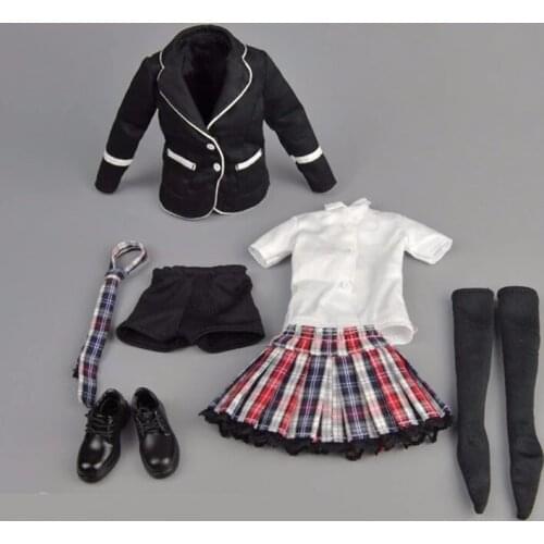 1/6 Scale Black Female School Girl Uniform Set Clothes Model Fit Action Figures Toys Gift