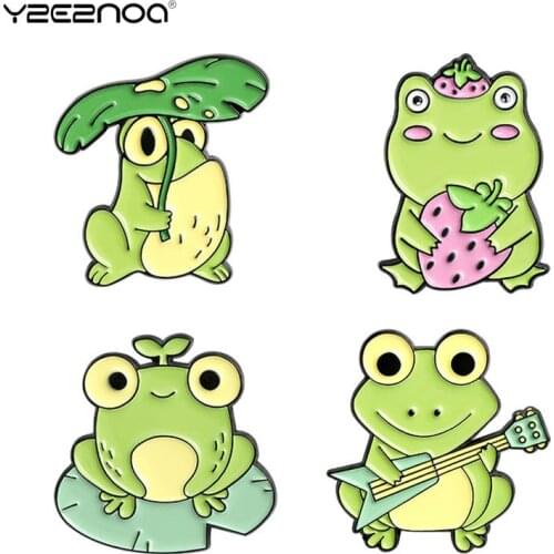 Cute Frog Enamel Pin Cartoon Green Animal Brooches For Adult Kids Backpacks Clothes Lapel Pin Funny Badge Jewelry Gift Wholesale