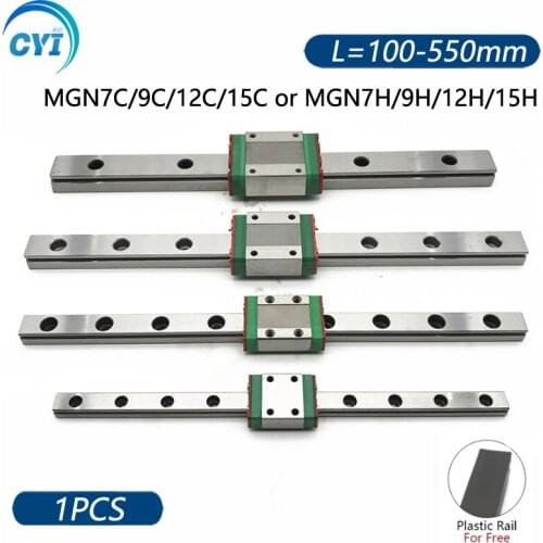 MGN7 MGN12 MGN15 MGN9 L100 200 350 400 450 500 550 miniature linear rail slide 1pcs MGN linear guide MGN carriage CNC 3D Printer