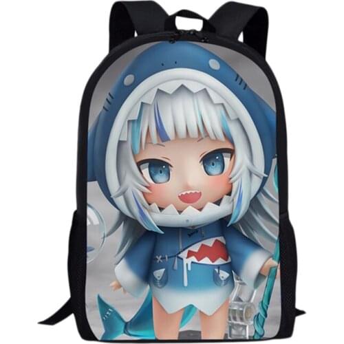 Fashion Student Backpack Cartoon Shark Girl Printing School Bags For Girls Women Travel Bag Anime Kids Book Bag Mochila 16Inch