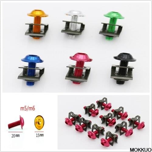 Motorcycle M6 6mm M5 5mm Screw Fairing Bolt Clip Nuts FOR Kawasaki ZX9 ZX9R ZX500R ZR10R ZR6R ZR750 ZZR1200 ZZR600