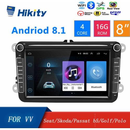 Hikity Android 2Din Car MP5 Multimedia Video Player GPS Car Radio Auto Radio Stereo 8''Audio for VW/Seat/Skoda/Passat/Golf/Polo