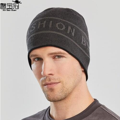 Hat mens winter Korean Pullover hat mens Jacquard letter wool hat knitted hat mens winter Baotou hat