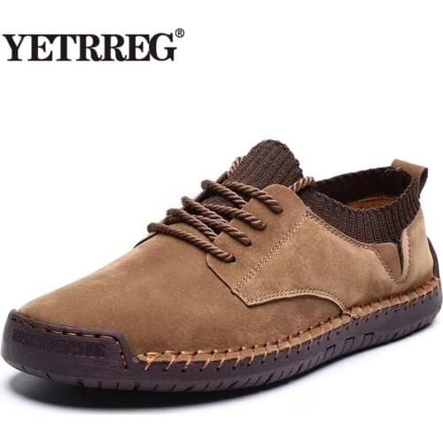2020 New Spring Mens Shoes Lace-up Men Outdoor Casual Shoes Quality Suede Leather Loafers Man Flats Shoes Moccasins Shoes
