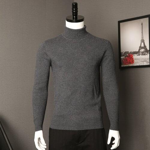 MRMT 2021 Brand Autumn and Winter Mens Sweater Lapel Solid Color Casual Knit Pullover for Male Turtleneck Sweater