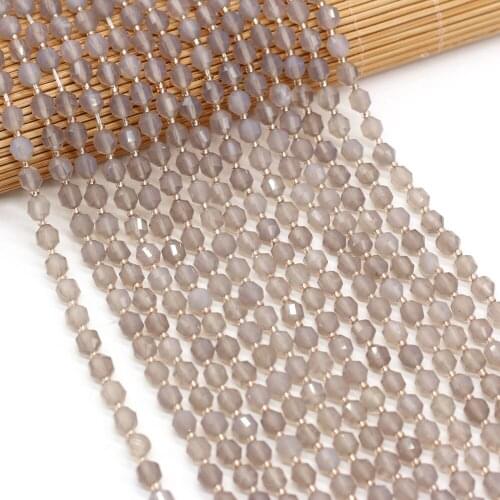 New Beaded Natural Stones Grey Agate Beads Fashion Irregular Round Faceted Beaded for Jewelry Making DIY Bracelets 6mm