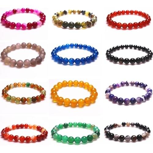 Wholesale AAA Natural Gem Stone Fashion Agates Beads Bracelet Round Beads Stretch Bracelets For Women Birthday Gift