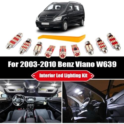 21pcs White Canbus LED Interior For 2003-2010 Mercedes Benz Viano W639 Reading Ceiling Door Light Dome Map Roof Lights Lamp Kit