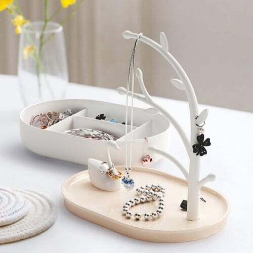 Lovely Swan and Tree Storage Jewelry Display Stand Rack Tree Bird Stand Iron Necklace Earring Holder Bracelet Fashion Organizer