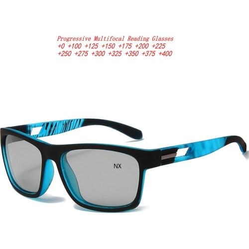 Progressive Multifocal Reading Glasses For Mens Women Outdoor Photochromic Sport Cycling Presbyopia Square Frame Eyewear NX