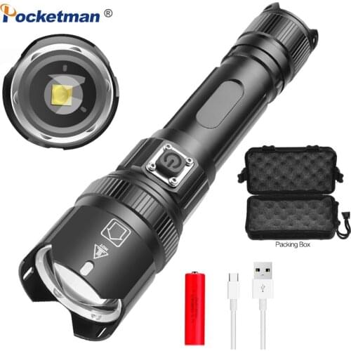 Most Powerful Flashlight Torch LED light Rechargeable 5 Modes High Lumen Zoomable 18650 battery lanterna Best Camping, Outdoor