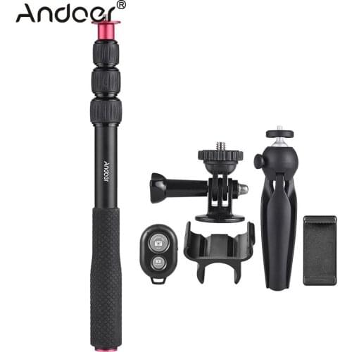 Andoer Selfie Stick + Mini Tripod + Phone Tripod Mount + Wireless Remote Control for iPhone X/8/7 Plus for Samsung S8 for GoPro