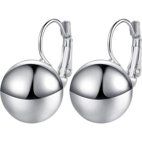 Simple Smooth/Frosted Surface Metal Ball Earring Gold Stud Earring 10/14mm Round Earrings for Women Party Jewelry Gifts