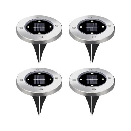 4pcs Solar Powered Ground Light Waterproof Garden Pathway Deck Lights IP65 Waterproof LED Lamp For Home Yard Driveway Lawn Road