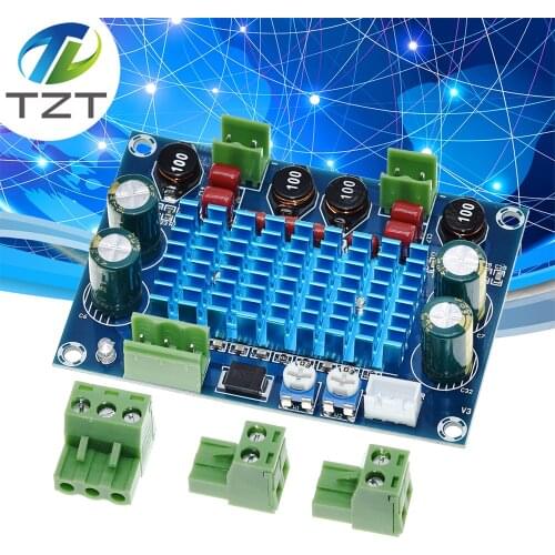 High Power Digital HIFI Power Amplifier Board 2*120W XH-M572 TPA3116D2 Chassis Dedicated Plug-in Input 5V 24V 28V output 120W