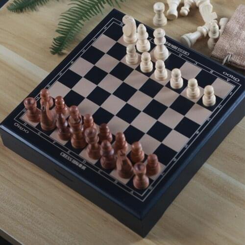 High Quality 22.5CM Mini International Chess Game Set With Chess Pieces Interior For Storage Portable Adult Kid Funny Game Set